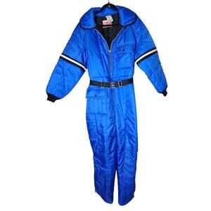 Vintage 70s 80s JC Penney L Snowmobile Snowsuit Blue Ski Blue Retro Snowboard